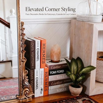 PROBENEX 7 Pcs Decorative Books | Faux Suite Coffee Table & Shelf Decor | Designer Fuller Set for Living Room, Office and Mantel - Not Real, Tool-Free 2-Min Setup