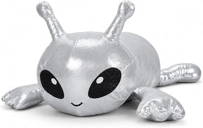 3.5Lbs Weighted Alien Stuffed Animal, 21" Microwavable Silver Alien Plush with Removable Heating Pad, Heatable Coolable Galaxy Buddy Space Gift for Kids Adult