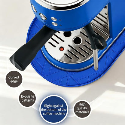 Silicone Coffee Mat,15.8"x7.9" Coffee Bar Mats for Countertop,Espresso Mat, Silicone Heat Resistant Mat for Espresso Machine/Coffee Maker (Blue)