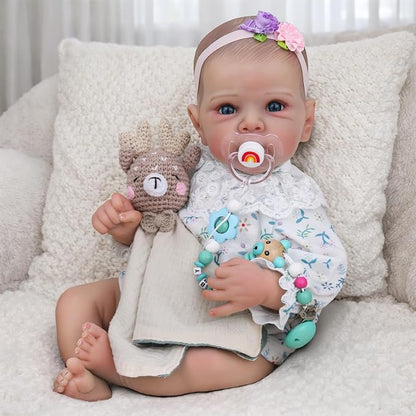 WOOROY Realistic Reborn Baby Dolls, 18 Inch Lifelike Newborn Baby Girl Doll with Soft Body, Real Life Baby Dolls with Accessories Gift Toys for Kids Age 3+