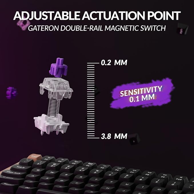 Keychron K2 HE Rapid Trigger Wireless Magnetic Custom Keyboard | QMK Launcher 2.4 GHz & Bluetooth, Hall Effect Gateron Double-Rail Magnetic Switch for Mac Windows Linux (Aluminum + Wood)
