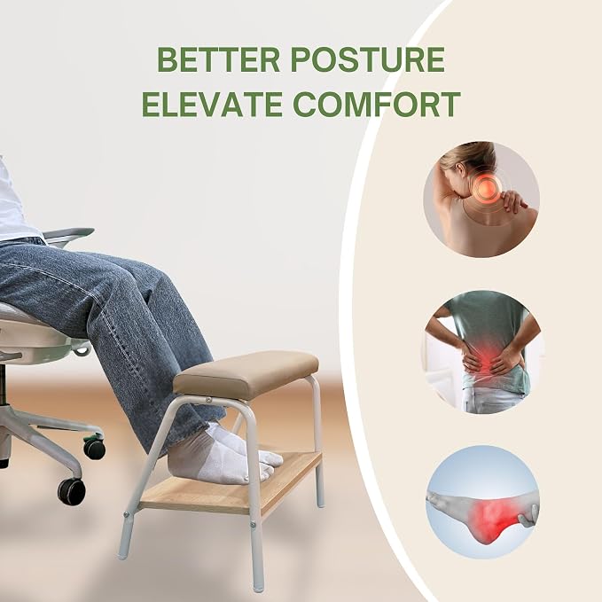 Double Step Footrest Under Desk Versatile Foot Stool Ottoman for Comfortable Desk Work Office Life (White)