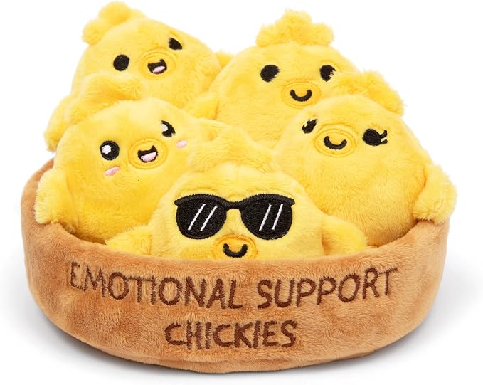 Emotional Support Chickies by Relatable, Cuddly Stuffed Animals and Toys, Squishy Toys and Plushies, Great Gift Ideas for Loved Ones of All Ages, Includes 5 Plushies with Carrying Basket