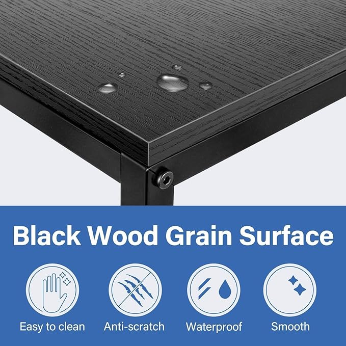 YSSOA Shelving Unit Hardwood Surface, Sofa-End Snack Desk, 21.75 Inch, Black-Thickened