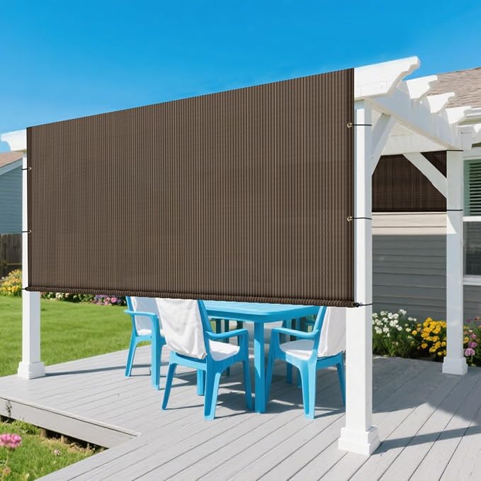 9' × 40' Pergola Shade Cover Universal Replacement Canopy Cover Outdoor Durable Fabric Sun Shade Cloth for Deck Patio Porch Backyard Gazebo with Grommets & Weighted Rods, Brown