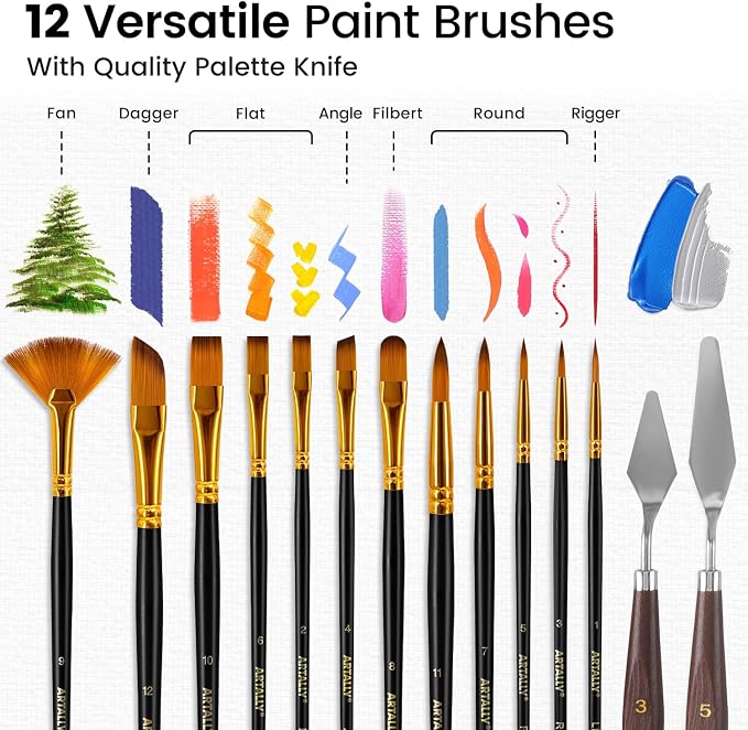 ARTALLY Acrylic Paint Set for Adults & Kids, 69 Pcs Canvas Painting Kits, 32 Colors Acrylic Paint (22ML),Table Easel,Brushes,Canvas, Art Painting Supplies Kit for Students,Artists,Beginners