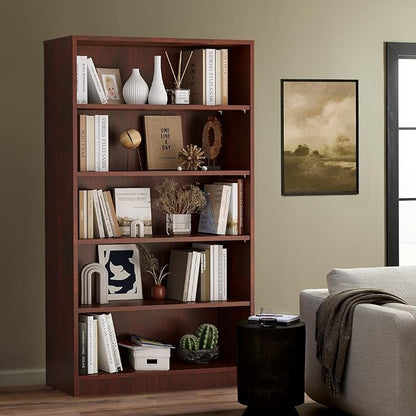 Soohow Cherry Bookcase,Bookshelf for Bedroom,60 inches Tall Wood Book Case Book Shelves,5 Shelf bookcase for Living Room