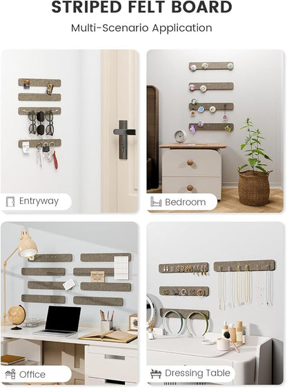 Fluxynara 13" x 2" Felt Wall Panels, Earth Brown | 8-Pack Includes 50 Push Pins and Adhesive Tabs for Photos, Notes and Decor in Bedroom Doors, Home Office or Studios