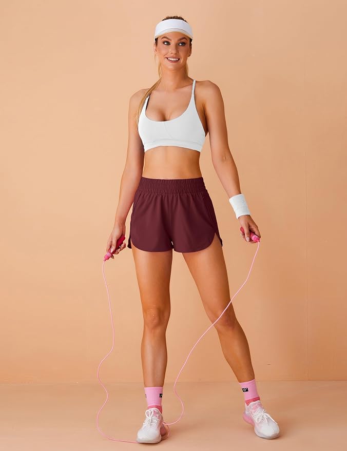 Blooming Jelly Women's Quick-Dry Running Shorts Workout Sport Layer Active Shorts with Pockets 1.75"