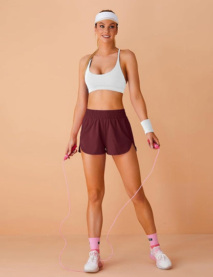 Blooming Jelly Women's Quick-Dry Running Shorts Workout Sport Layer Active Shorts with Pockets 1.75"