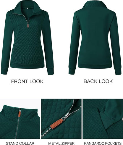 BTFBM Women Fashion Quilted Pattern Lightweight Zipper Long Sleeve Plain Casual Ladies Sweatshirts Pullovers Shirts Tops