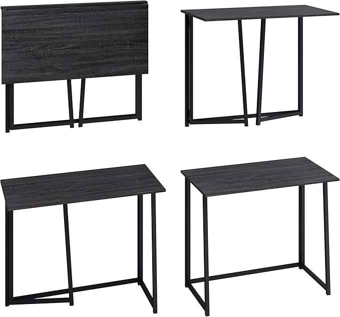 4NM 31.5" Small Desk with Storage Bag, Simple Assembly Folding Computer Desk Home Office Desk Study Writing Table for Small Space Offices - Gray and Black