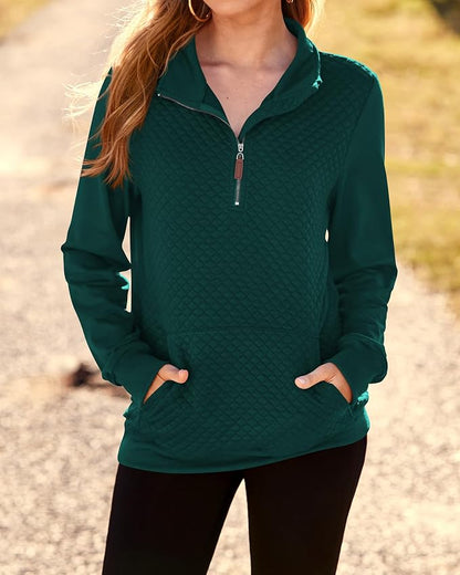 BTFBM Women Fashion Quilted Pattern Lightweight Zipper Long Sleeve Plain Casual Ladies Sweatshirts Pullovers Shirts Tops