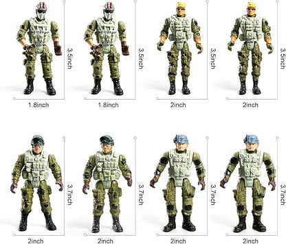 58-in-1 Army Men Toys for Boys 4-7 6-8 8-12, Military Truck/Helicopter/Kayak Boat/Motorcycle/Army Men Action Figures/Weapon Gears, Army Toys for Boys Kids Birthday Gifts Party Favors