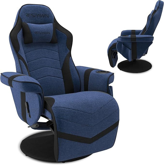 Respawn 900 Gaming Recliner Chair with Footrest, Cup Holder and Swivel | Ergonomic gaming recliner with footrest, cup holder, lumbar support, 135° recline & 360° swivel for console gaming