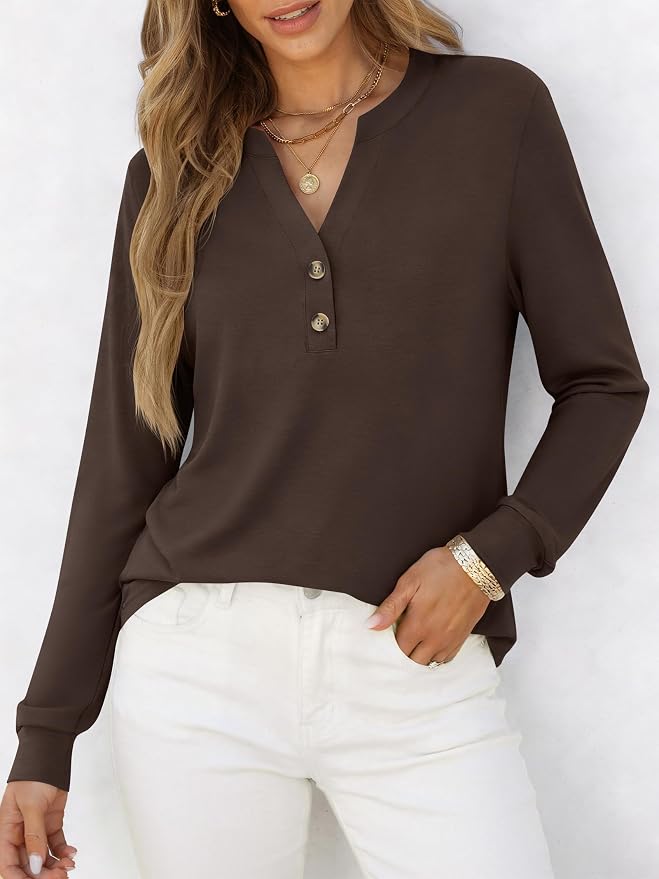 ANRABESS Women's Long Sleeve Shirts 2026 Spring Fashion Dressy Casual Tops Trendy Henley Blouses Cute Work Outfits Clothes