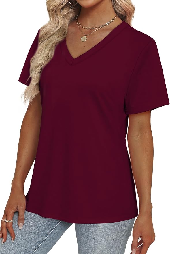 Alaroo Womens Summer Tops 2026 V Neck Short Sleeve Shirts Trendy Dressy Casual Vacation Outfits Printed