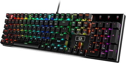 Redragon K556 Wired RGB Mechanical Gaming Keyboard, 104-Key Aluminum Board | Rock-Solid Metal Build, 20 Backlits Immersive ESports Vibe, Hot-swap Comfortable Tactile Brown Switch for Long-Time Typing