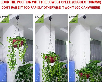 Pack Plant Hook Pulley, Retractable Plant Hanger Easy Reach Hanging Flower Basket for Garden Baskets Pots and Birds Feeder Hang High up and Pull Down to Water Or Feed (Black 2Pack)