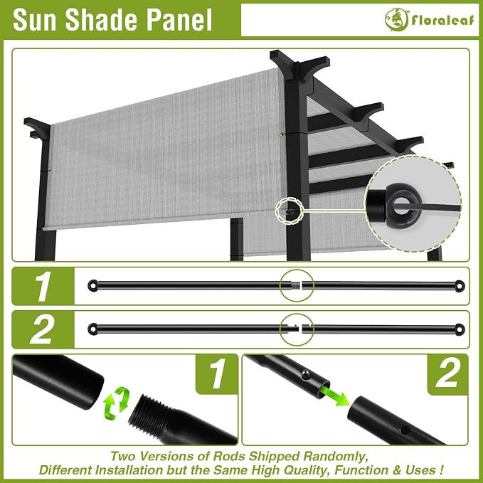 6' × 35' Pergola Shade Cover Universal Replacement Canopy Cover Outdoor Durable Fabric Sun Shade Cloth for Deck Patio Porch Backyard Gazebo with Grommets & Weighted Rods, Light Gray