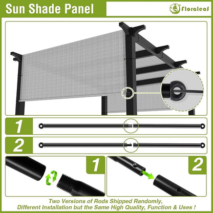 6' × 35' Pergola Shade Cover Universal Replacement Canopy Cover Outdoor Durable Fabric Sun Shade Cloth for Deck Patio Porch Backyard Gazebo with Grommets & Weighted Rods, Light Gray