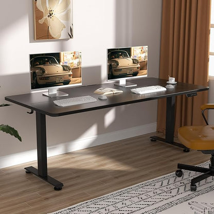 Veken Standing Desk, 63×27.6 Inch Electric Gaming Table, Black | Height Adjustable Sit Stand Up Computer Tables for Home Office, Study , Writing, Suit students, employees and group work