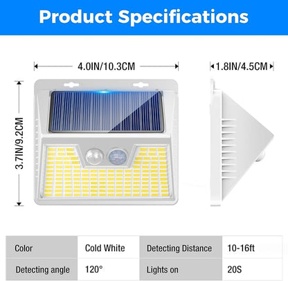 Peasur White Solar Lights Outdoor Waterproof, 8 Pack 140LED Bright Motion Sensor Security Lights 3 Modes, Solar Powered Fence Wall Light for Garden Yard Outside
