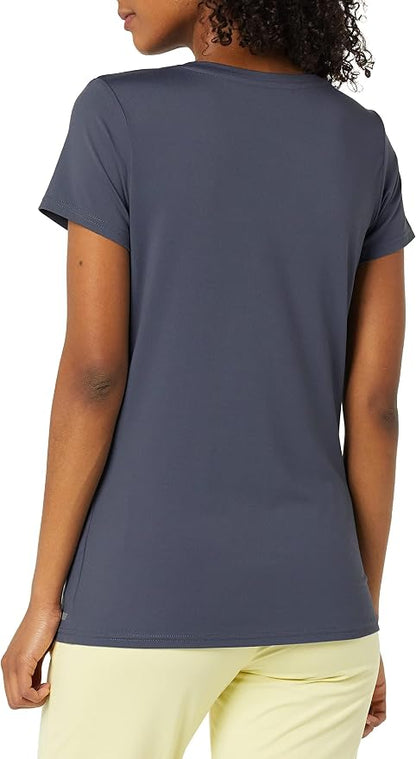 Amazon Essentials Women's Active Quick Dry Tech Stretch Short-Sleeve V-Neck T-Shirt (Available in Plus Size), Pack of 2