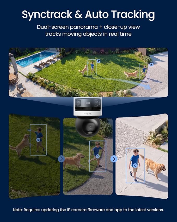 REOLINK OMVI 3i PoE Triple-Lens PoE Security Camera with Auto Tracking | 10MP 180° Panoramic & 4K PT, AI Video Search, 24/7 Recording, Perimeter Protection, Color & IR Night Vision, Smart Detection