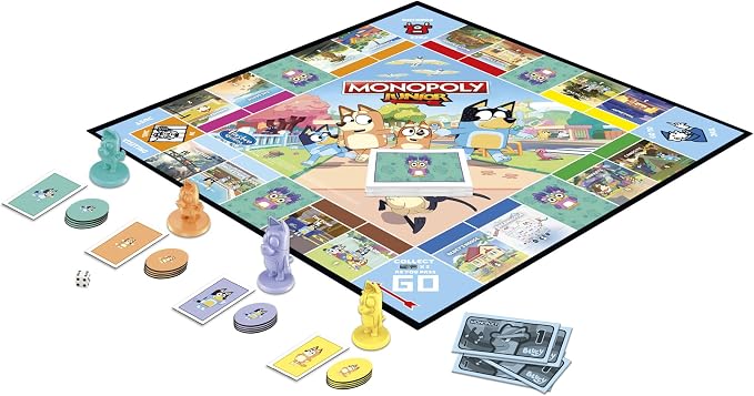 Hasbro Gaming Monopoly Junior Bluey Edition Board Game | Kids Play as Bluey, Bingo, Mum & Dad for Girls & Boys | Ages 5+ (Amazon Exclusive)