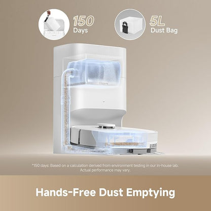 dreame D20 Plus Robot Vacuum and Mop, Detangling DuoBrush for Pet Hair | 13,000Pa Suction, Self-Emptying with 5L Dust Bag, LDS Mapping, App & Voice Control, Ideal for Hard Floors & Carpets
