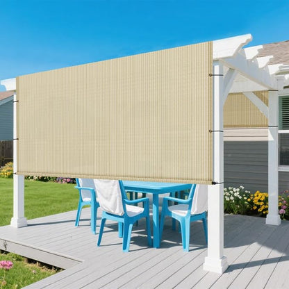 4' × 32' Pergola Shade Cover Universal Replacement Canopy Cover Outdoor Durable Fabric Sun Shade Cloth for Deck Patio Porch Backyard Gazebo with Grommets & Weighted Rods, Beige