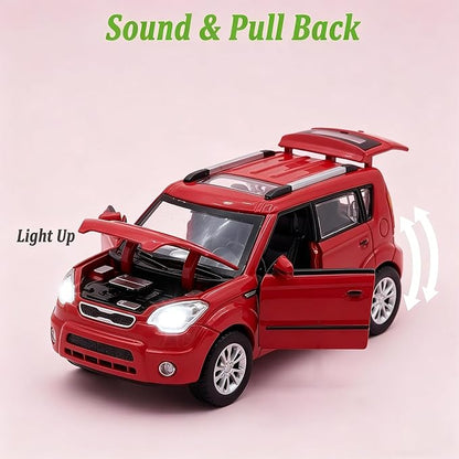 Toy Cars Diecast Car Models Soul Hatchback Model Cars,Pull Back Cars,Boxy Car Toy with Sound and Light for 3+ Year Old Boys(Red)