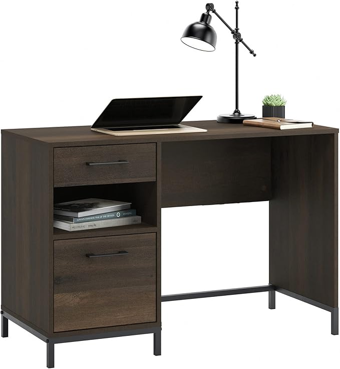 Sauder North Avenue Pedestal Home Office Desk, L: 41.97" x W: 18.50" x H: 28.15", Smoked Oak Finish