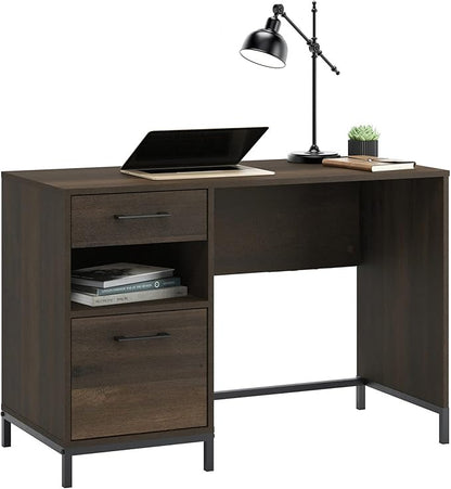 Sauder North Avenue Pedestal Home Office Desk, L: 41.97" x W: 18.50" x H: 28.15", Smoked Oak Finish