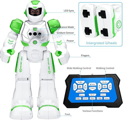 KingsDragon Robots Toy for Kids, RC Gesture Sensing Toy, Interactive Walking Singing Dancing Robot Birthday Presents for Boys Girls Age 6 7 8 9 Years Old,Green