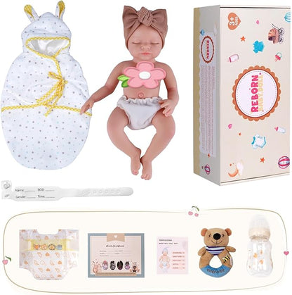 BABESIDE 16 Inch Silicone Baby Doll Weighted 4 Pounds,[NOT Vinyl] Realistic Baby Doll Girl Lifelike Reborn Baby Dolls Silicone Full Body Gift with Accessories for Kids 3+ & Collectors