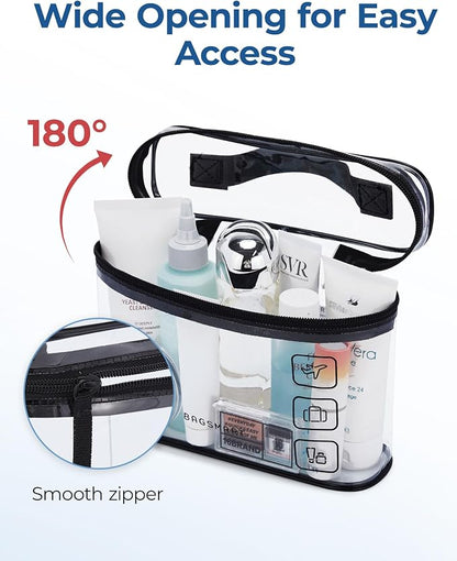 BAGSMART TSA Approved Toiletry Bag, 2 Pack Clear Makeup Cosmetic Bag Organizer, Quart Size Travel Bag for Toiletries, Carry-on Travel Accessories Essentials, Green-2pcs
