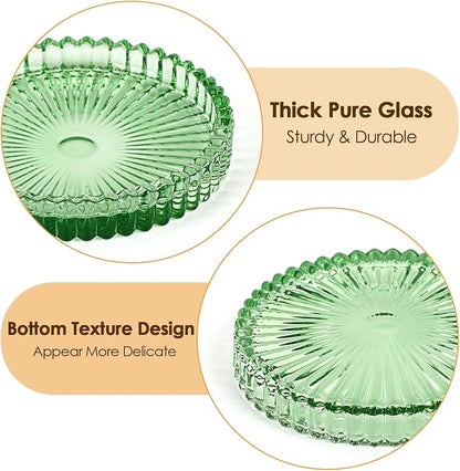 Modern Clear Coaster Set of 5- Glass Coasters for Drinks Crystal Coasters Round Cup Coaster Coffee Table Decor for Office, Kitchen, Bar, Dining Room, Living Room, Patio(Clear Green)