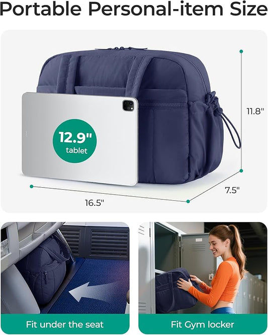 BAGSMART Duffle Bag for Travel, Gym Bag for Women, Weekender Carry on Bag | PVC Wet Pocket, Airline Approved Personal Carry-on Size, Fits Under-seat, One Bag for Gym, Travel, Hospital, Overnight