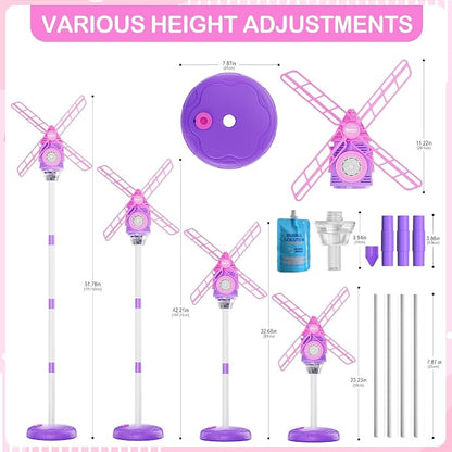 Belemar Windmill Bubble Machine for Kids, Summer Pool Party Bubble Blower with Lights & Music, 51" Adjustable Height, 130ml Tank, Bubble Solution Included, Outdoor Toy for Parties & Birthdays