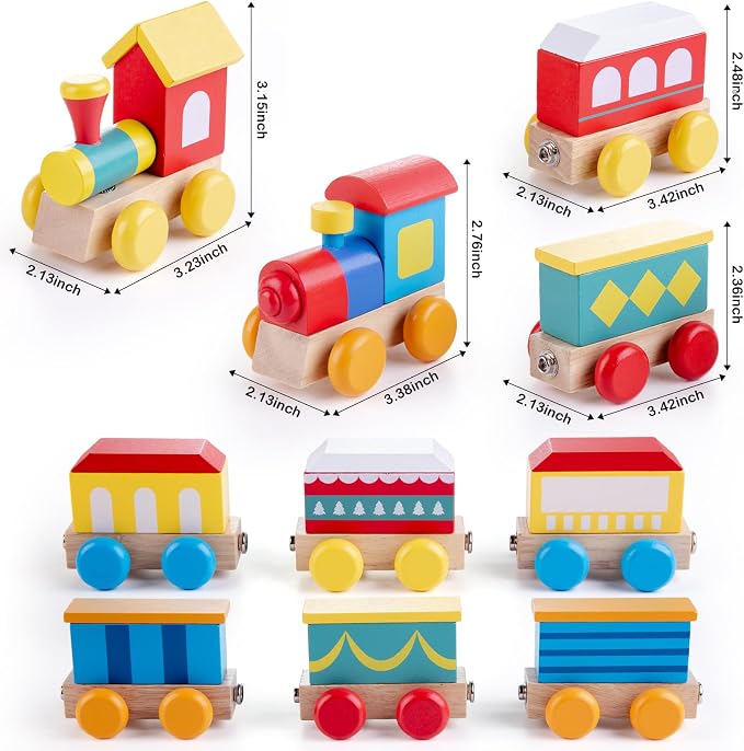 TIGERHU Wooden Train Set | Educational Building Toys with Snap-On Design, Eco-Friendly Solid Wood Tracks & Non-Toxic Materials for Ages 3-8