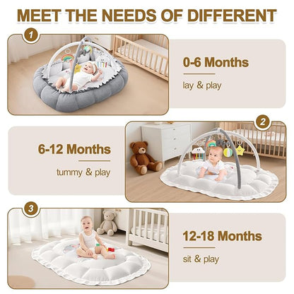 OCATO Baby Play Mat Gym: Baby Play Gym Mat Thick Large Baby Activity Center from Baby to Toddler Skills Development Baby Essentials Baby Shower Gifts Boy Girl for Babies 0-6-12 Months