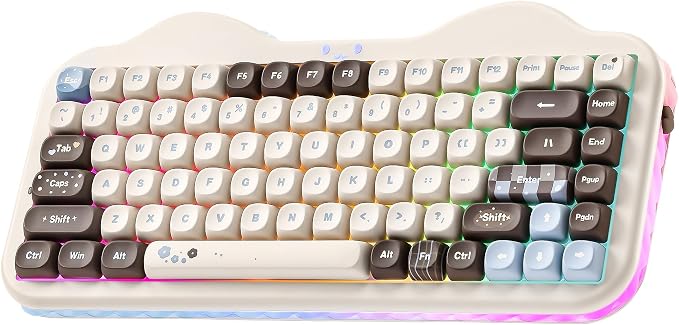 YUNZII C75 Cute 75% Wireless Mechanical Keyboard (Choco, Milk V2 Switch) | Creamy Cake Keyboard, BT5.0/2.4G/USB-C, Hot-Swap, NKRO, PBT MOA Keycaps,5500mAh RGB Gasket Mount for Mac/Win/Gaming/Office