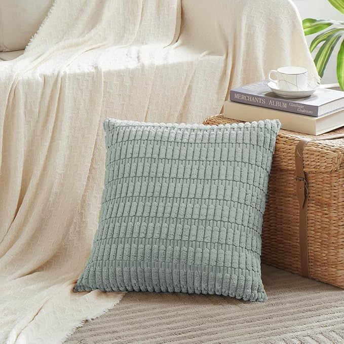 Fancy Homi 4 Packs Decorative Throw Pillow Covers for Living Room Couch Bed, Modern Farmhouse Boho Home Décor Accent Cushion Case, 20" x 20", Grey Blue