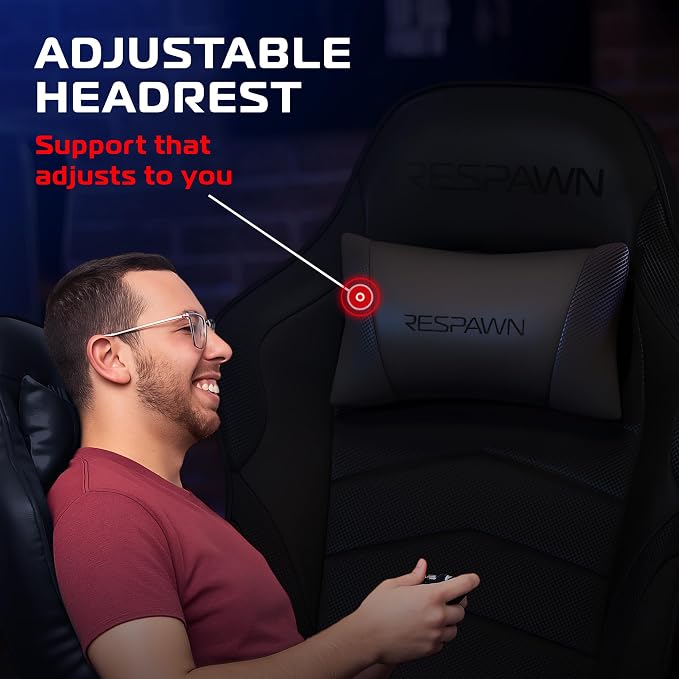 Respawn 900 Gaming Recliner Chair with Footrest, Cup Holder and Swivel | Ergonomic gaming recliner with footrest, cup holder, lumbar support, 135° recline & 360° swivel for console gaming