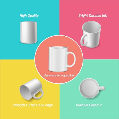 RAINBOWTIE Sublimation Mugs Blank, 12PCS White Coated Ceramic Coffee Cup | White Coated Ceramic Cup for party,casual dringking water,juice,milk,latte