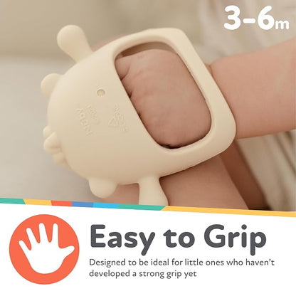Nuby Silicone Wrist Teething Mitten - Baby Teether Ring - 3+ Months - Coral Bear