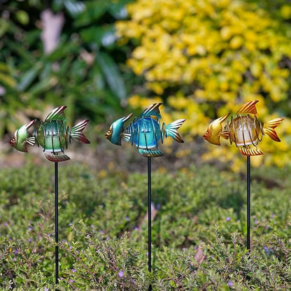 Outdoor Garden Solar Lights,Fish Outdoor Figurine Lights with Stakes,Waterproof Decorative Solar Decor for Patio,Yard,Lawn,Garden Stakes Decorative Present for Mom