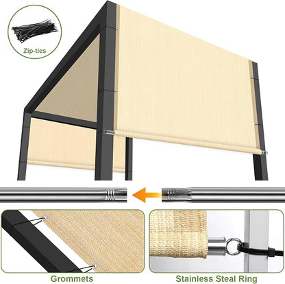 Shade&Beyond 11' W × 27' L Pergola Shade Cover Wheat Pergola Cover Canopy Replacement Shade Cloth for Garden, Patio, Deck, Porch with Grommets and Rods(Make Custom Size)